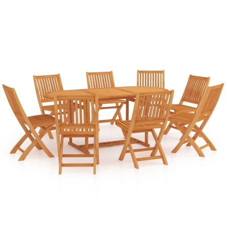 Conjunto de comedor de jardín 9 piezas madera maciza de teca