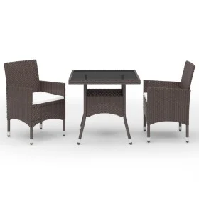 3-piece garden furniture set made of synthetic rattan and brown glass by vidaXL, Garden sets - Ref: Foro24-3058311, Price: 25...