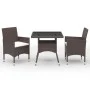 Muebles de jardín 3 piezas ratán sintético y vidrio marrón de vidaXL, Conjuntos de jardín - Ref: Foro24-3058311, Precio: 256,...