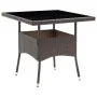 Muebles de jardín 3 piezas ratán sintético y vidrio marrón de vidaXL, Conjuntos de jardín - Ref: Foro24-3058311, Precio: 256,...