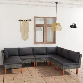 7-piece garden furniture set and gray synthetic rattan cushions by vidaXL, Garden sets - Ref: Foro24-3059718, Price: 499,21 €...