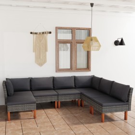 7-teiliges Gartenmöbel-Set und graue synthetische Rattankissen von vidaXL, Gartensets - Ref: Foro24-3059718, Preis: 506,61 €,...
