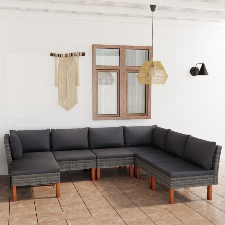 7-teiliges Gartenmöbel-Set und graue synthetische Rattankissen von vidaXL, Gartensets - Ref: Foro24-3059718, Preis: 506,61 €,...