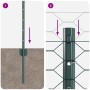 Reja con postes Verde 0.4 x 25 m Acero