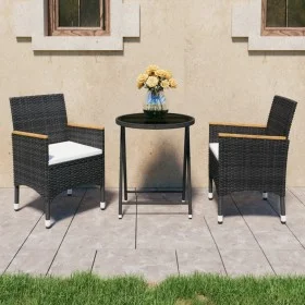 Garden bistro set 3 pcs synthetic rattan black tempered glass by vidaXL, Garden sets - Ref: Foro24-3058384, Price: 178,45 €, ...
