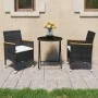 Garden bistro set 3 pcs synthetic rattan black tempered glass by vidaXL, Garden sets - Ref: Foro24-3058384, Price: 178,45 €, ...