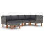 6-teiliges Gartenmöbel-Set und graue synthetische Rattankissen von vidaXL, Gartensets - Ref: Foro24-3059712, Preis: 462,15 €,...