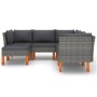 6-teiliges Gartenmöbel-Set und graue synthetische Rattankissen von vidaXL, Gartensets - Ref: Foro24-3059712, Preis: 462,15 €,...