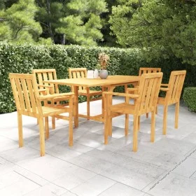 Garden dining set 7 pieces solid teak wood by vidaXL, Garden sets - Ref: Foro24-3059600, Price: 928,48 €, Discount: %