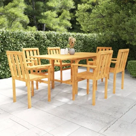 Conjunto de comedor de jardín 7 piezas madera maciza de teca de vidaXL, Conjuntos de jardín - Ref: Foro24-3059600, Precio: 92...