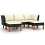5-teiliges Gartenmöbel-Set und schwarze synthetische Rattankissen von vidaXL, Gartensets - Ref: Foro24-3059733, Preis: 319,96...
