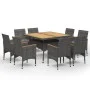 9-piece garden dining set made of PE rattan and gray acacia wood by vidaXL, Garden sets - Ref: Foro24-3058347, Price: 642,41 ...