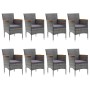 9-piece garden dining set made of PE rattan and gray acacia wood by vidaXL, Garden sets - Ref: Foro24-3058347, Price: 662,60 ...