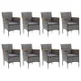 Set de comedor de jardín 9 pzas ratán PE y madera acacia gris de vidaXL, Conjuntos de jardín - Ref: Foro24-3058347, Precio: 6...