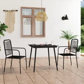 3-piece garden dining set, made of cotton rope and black steel. by vidaXL, Garden sets - Ref: Foro24-3058277, Price: 221,48 €...