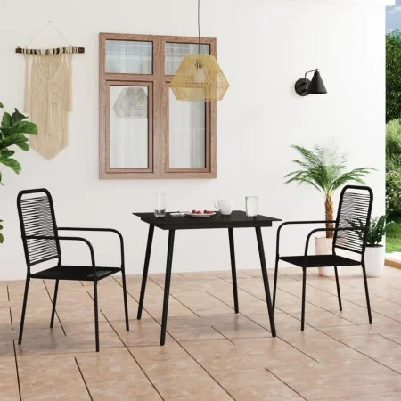 3-piece garden dining set, made of cotton rope and black steel. by vidaXL, Garden sets - Ref: Foro24-3058277, Price: 221,47 €...