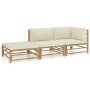 Gartenmöbel-Set 3-teilig aus Bambus und cremeweißen Kissen von vidaXL, Gartensets - Ref: Foro24-3058245, Preis: 330,67 €, Rab...