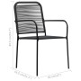 Set de comedor de jardín 7 pzas cuerda de algodón y acero negro by vidaXL, Garden sets - Ref: Foro24-3058278, Price: 482,11 €...