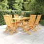 Juego de comedor para jardín 7 piezas madera maciza teca de vidaXL, Conjuntos de jardín - Ref: Foro24-3059596, Precio: 610,34...