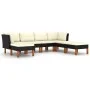 7-teiliges Gartenmöbel-Set und schwarze synthetische Rattankissen von vidaXL, Gartensets - Ref: Foro24-3059739, Preis: 428,35...