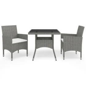 Gartenmöbel 3-teilig aus synthetischem Rattan und grauem Glas von vidaXL, Gartensets - Ref: Foro24-3058309, Preis: 248,67 €, ...