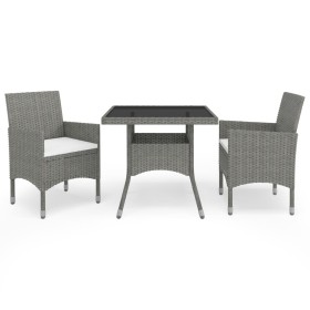 Gartenmöbel 3-teilig aus synthetischem Rattan und grauem Glas von vidaXL, Gartensets - Ref: Foro24-3058309, Preis: 234,20 €, ...