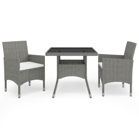 Muebles de jardín 3 piezas ratán sintético y vidrio gris de vidaXL, Conjuntos de jardín - Ref: Foro24-3058309, Precio: 233,18...