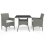 Muebles de jardín 3 piezas ratán sintético y vidrio gris de vidaXL, Conjuntos de jardín - Ref: Foro24-3058309, Precio: 233,18...