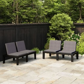 Garden benches with cushions, 2 units, gray plastic by vidaXL, garden benches - Ref: Foro24-3059826, Price: 259,33 €, Discoun...