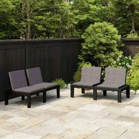 Garden benches with cushions, 2 units, gray plastic by vidaXL, garden benches - Ref: Foro24-3059826, Price: 245,55 €, Discoun...