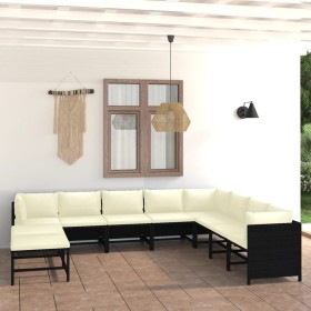 9-teiliges Gartenmöbel-Set und schwarze synthetische Rattankissen von vidaXL, Gartensets - Ref: Foro24-3059800, Preis: 467,74...