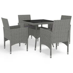 Garden furniture 5 pieces synthetic rattan and gray glass by vidaXL, Garden sets - Ref: Foro24-3058319, Price: 382,74 €, Disc...