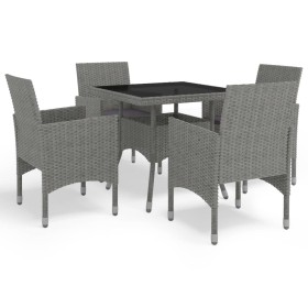 Gartenmöbel 5-teilig aus synthetischem Rattan und grauem Glas von vidaXL, Gartensets - Ref: Foro24-3058319, Preis: 328,47 €, ...