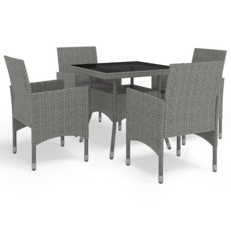 Gartenmöbel 5-teilig aus synthetischem Rattan und grauem Glas von vidaXL, Gartensets - Ref: Foro24-3058319, Preis: 327,35 €, ...