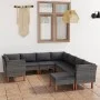 9-teiliges Gartenmöbel-Set und Kissen synthetisches Rattangrau von vidaXL, Gartensets - Ref: Foro24-3059722, Preis: 699,86 €,...