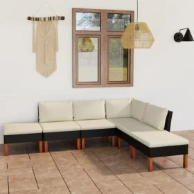 6-piece garden furniture set and black synthetic rattan cushions by vidaXL, Garden sets - Ref: Foro24-3059735, Price: 358,15 ...