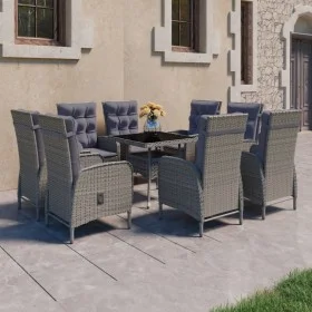 Garden dining set 9 pieces PE rattan and gray glass by vidaXL, Garden sets - Ref: Foro24-3058530, Price: 1,00 €, Discount: %