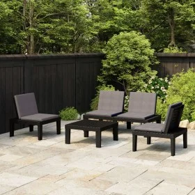 4-teiliges Gartenmöbel-Set mit grauen Kunststoffkissen von vidaXL, Gartensets - Ref: Foro24-3059830, Preis: 257,74 €, Rabatt: %