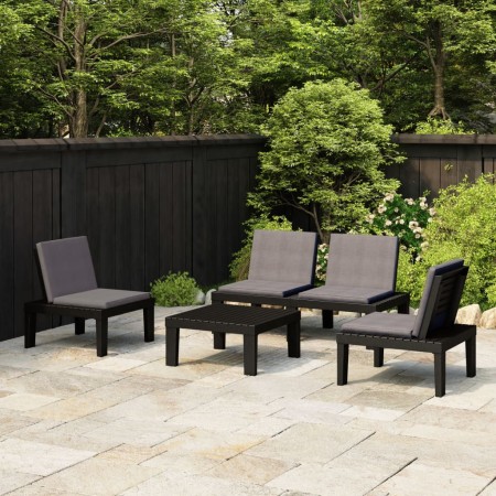 4-teiliges Gartenmöbel-Set mit grauen Kunststoffkissen von vidaXL, Gartensets - Ref: Foro24-3059830, Preis: 269,64 €, Rabatt: %
