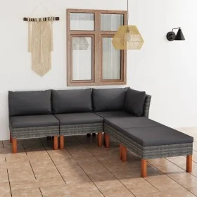 6-teiliges Gartenmöbel-Set und graue synthetische Rattankissen von vidaXL, Gartensets - Ref: Foro24-3059710, Preis: 322,96 €,...