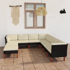 Garden furniture set 9 pieces and black synthetic rattan cushions by vidaXL, Garden sets - Ref: Foro24-3059743, Price: 627,09...