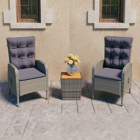 Garden table and chairs 3 pieces synthetic rattan gray acacia wood by vidaXL, Garden sets - Ref: Foro24-3058535, Price: 301,6...