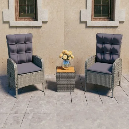 Garden table and chairs 3 pieces synthetic rattan gray acacia wood by vidaXL, Garden sets - Ref: Foro24-3058535, Price: 351,6...
