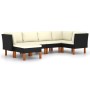 Set mit 6 Gartenmöbeln und Kissen Kunstrattan schwarz von vidaXL, Gartensets - Ref: Foro24-3059734, Preis: 429,55 €, Rabatt: %