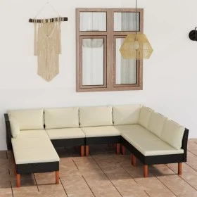 8-teiliges Gartenmöbel-Set und schwarze synthetische Rattankissen von vidaXL, Gartensets - Ref: Foro24-3059742, Preis: 520,24...