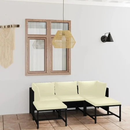 5-teiliges Gartenmöbel-Set und schwarze synthetische Rattankissen von vidaXL, Gartensets - Ref: Foro24-3059779, Preis: 274,45...