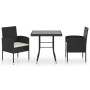 Juego de comedor para jardín 3 piezas ratán sintético negro de vidaXL, Conjuntos de jardín - Ref: Foro24-3059410, Precio: 175...