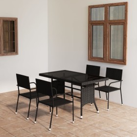 5-Piece Black Synthetic Rattan Garden Dining Set by vidaXL, Garden sets - Ref: Foro24-3059444, Price: 207,58 €, Discount: %