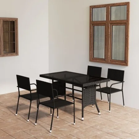 5-Piece Black Synthetic Rattan Garden Dining Set by vidaXL, Garden sets - Ref: Foro24-3059444, Price: 191,46 €, Discount: %
