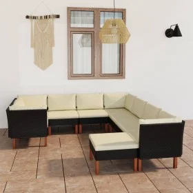 9-piece garden furniture set and black synthetic rattan cushions by vidaXL, Garden sets - Ref: Foro24-3059744, Price: 669,41 ...